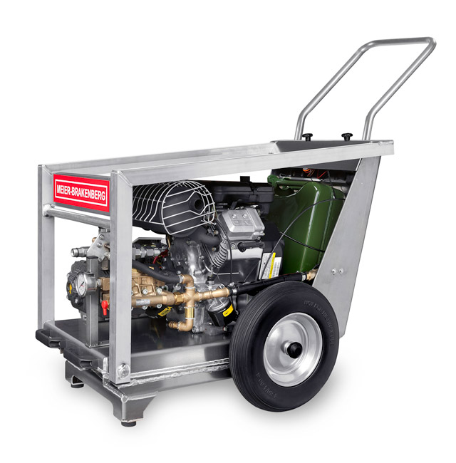 Mobiler benzingetriebener Profi-Hochdruckreiniger MBH1800v Mit dem mobilen, benzingetriebenen Profi-Hochdruckreiniger MBH1800v ist man flexibel und ohne die Anbindung an das Stromnetz unterwegs. Er macht Reinigen im Außenbereich, ohne Stromanbindung möglich.