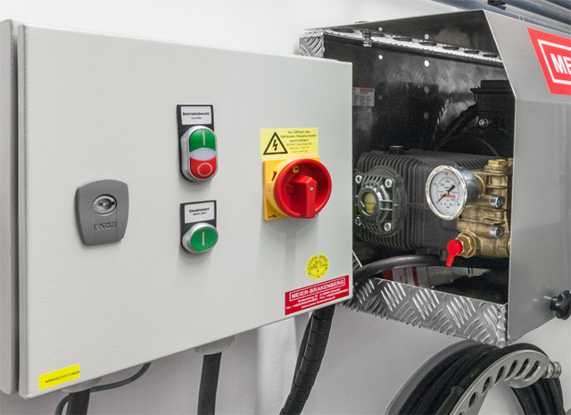 Start-Stopp Automatik am Profi-Hochdruckreiniger Die Start-Stopp Automatik von Meier-Brakenberg eignet sich ideal als Ergänzung zum stationären HD-Gerät, das eine Hochdruckleitung speist. Im StandBy Modul braucht der Anwender nur noch zur Zapfstelle gehen, den Schlauch ankuppeln und kann mit dem Reinigen beginnen.