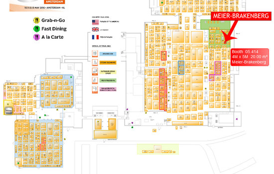 Hallenplan der ISSA-Interclean in Amsterdam Meier-Brakenberg stellt am Stand 05.414 Profihochdruckreiniger wie die frequenzgeregelte Hochdruckpumpe auf der ISSA-Interclean in Amsterdam. Hier der Hallenplan zur Messe.