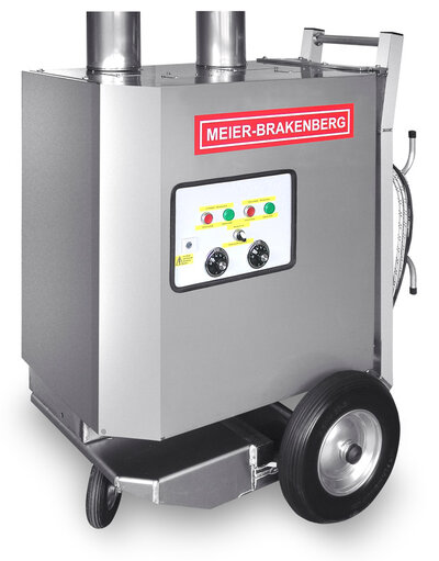 Mobiler Heißwassererzeuger MBHot Der mobile Heißwassererzeuger MBHot ist die richtige Ergänzung für den Profi-Hochdruckreiniger um mit Heißwasser zu waschen. Der MBHot erhitzt mit seinem 160 kW Brenner mit Edelstahlheizschlage Wasserdurchsätze von 30 l/min. auf 80-90 °C.